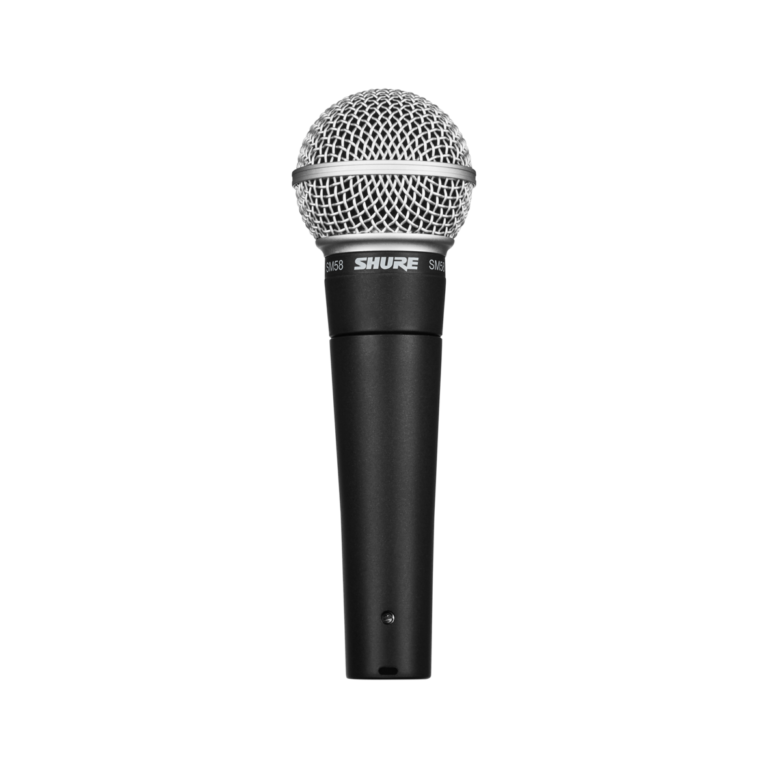 A Shure SM58 microphone, ideal for live performances and studio recordings. Explore Neves Media for audio solutions in Panama City, FL.