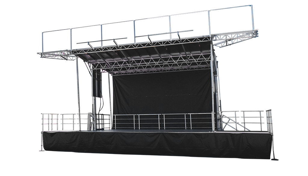 A large outdoor stage setup suitable for events, enhancing entertainment options in Panama City, FL with Neves Media's expertise.