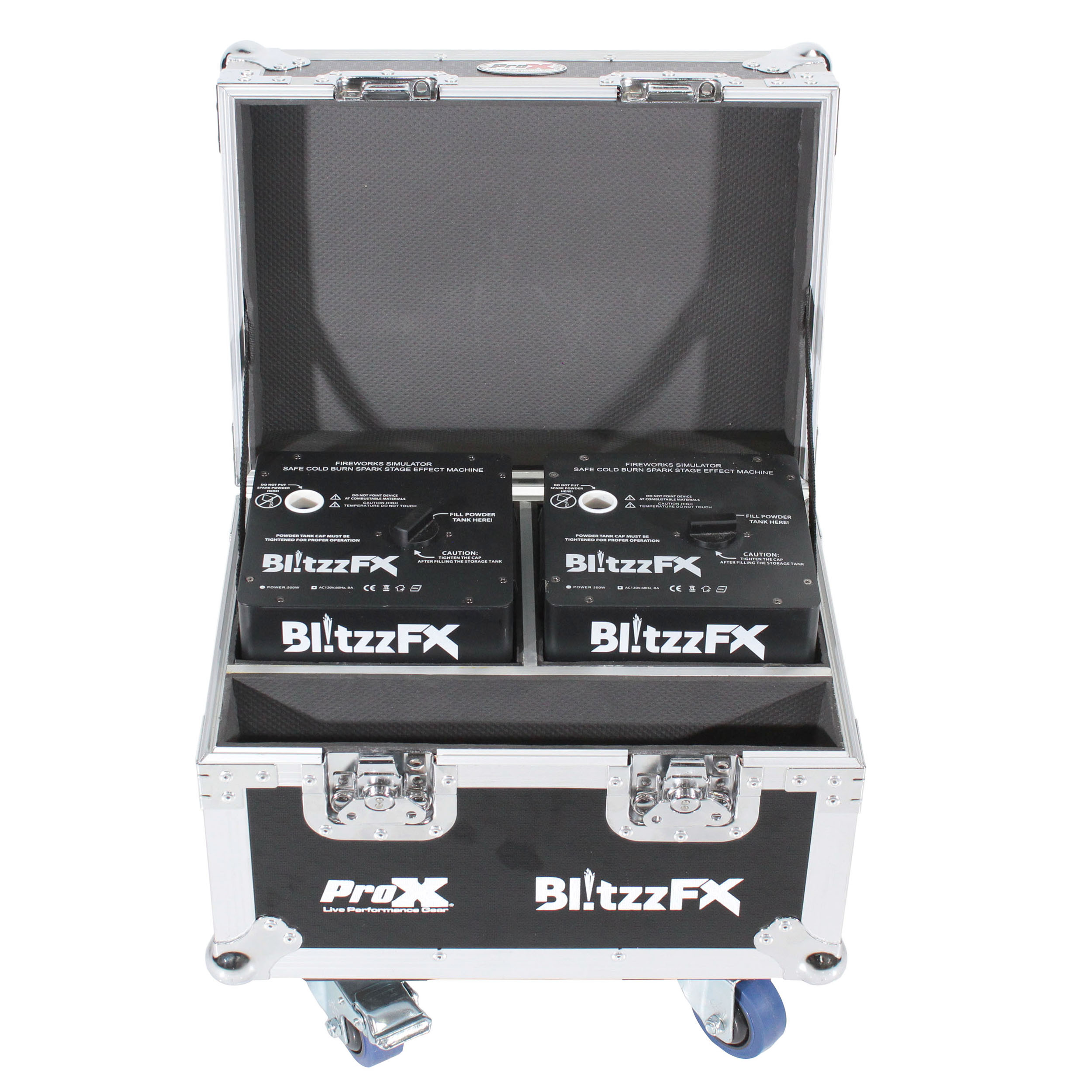 A ProX case displaying BlitzzzFX equipment, ideal for events and performances in Panama City, FL. Explore Neves Media for local services.