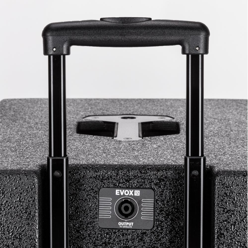Image of a portable sound system with a handle and output connection, representing Neves Media services in Panama City, FL for events and audio needs.