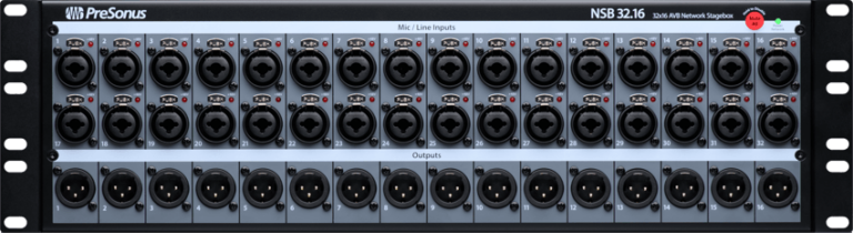 A PreSonus NSB 32.16 audio interface, ideal for capturing high-quality sound in Panama City, FL. Contact Neves Media for your audio needs.