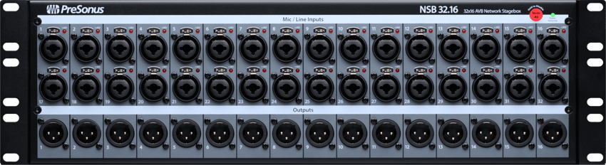 A PreSonus NSB 32.16 audio interface, ideal for capturing high-quality sound in Panama City, FL. Contact Neves Media for your audio needs.